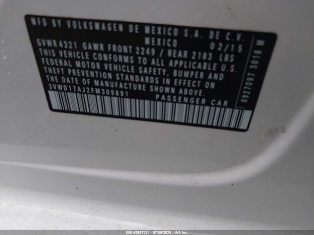2015 VOLKSWAGEN JETTA 3VWD17AJ2FM309891 Photo 8