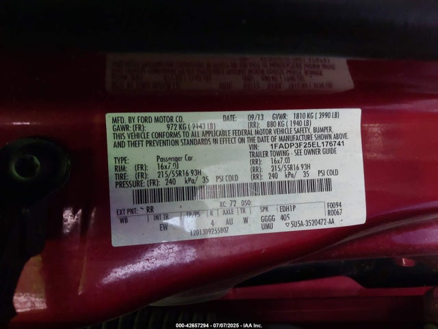Ford 2014 2014 1FADP3F25EL176741 Image 9