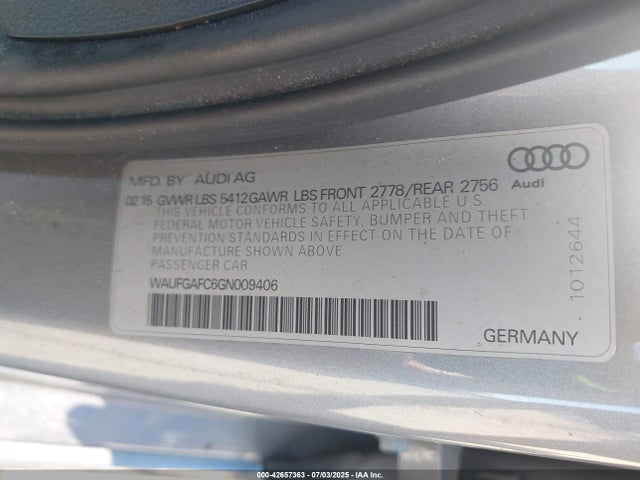 2016 AUDI A6 WAUFGAFC6GN009406 Photo 8