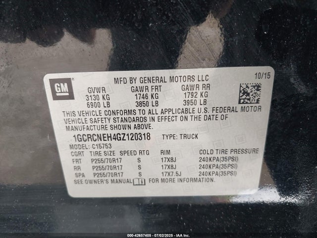 Chevrolet lv3 - sidi, vvt, aluminum, e85 max 2016 1GCRCNEH4GZ120318 Image 9