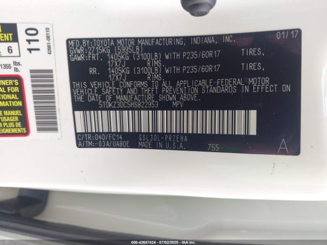 2017 TOYOTA SIENNA 5TDKZ3DC5HS822953 Photo 8