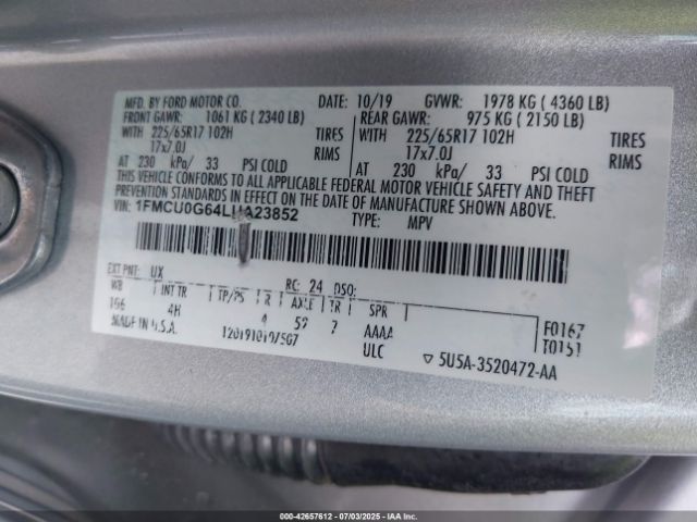 2020 FORD ESCAPE 1FMCU0G64LUA23852 Photo 8