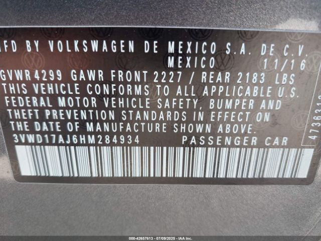 2017 VOLKSWAGEN JETTA 3VWD17AJ6HM284934 Photo 8