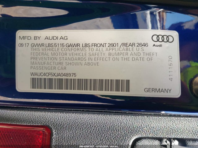 2018 AUDI S5 WAUC4CF5XJA048975 Photo 8
