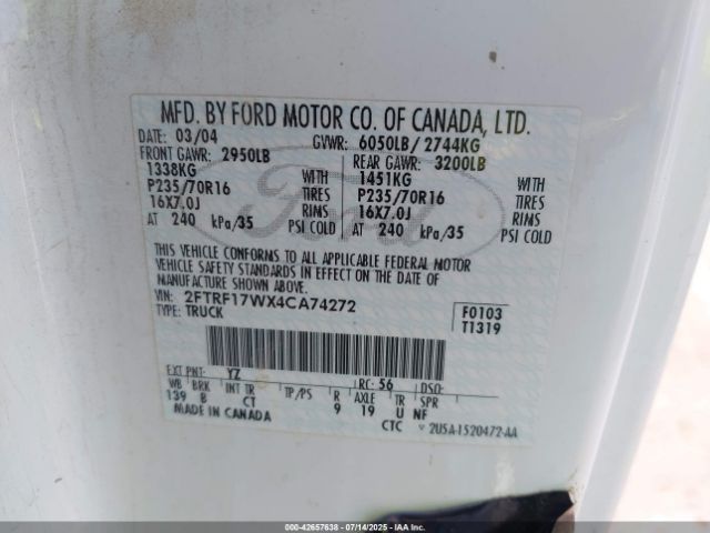 2004 FORD F-150 HERITAGE 2FTRF17WX4CA74272 Photo 8