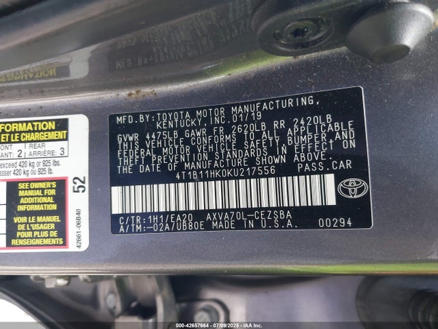 4T1B11HK0KU217556 Toyota a25a-fks