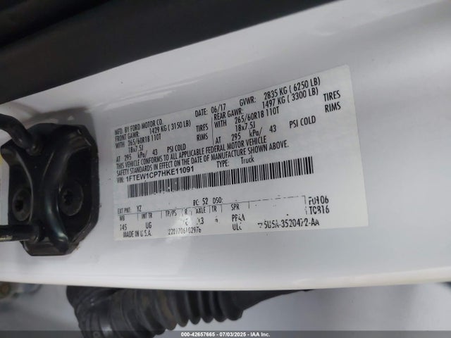 Ford 2.7l-4v 2017 1FTEW1CP7HKE11091 Image 9