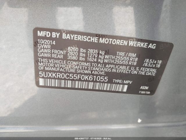 2015 BMW X5 5UXKR0C55F0K61055 Photo 8