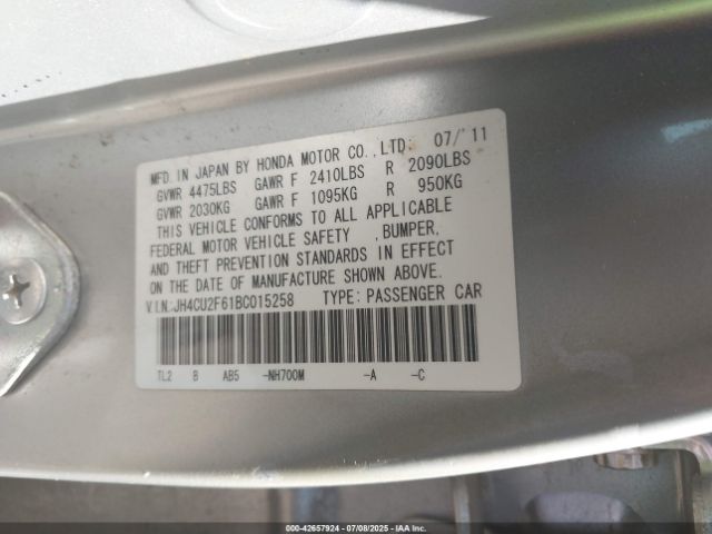 2011 ACURA TSX JH4CU2F61BC015258 Photo 8