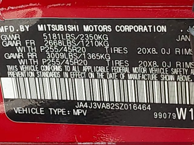 2025 MITSUBISHI OUTLANDER JA4J3VA82SZ016464 Photo 8