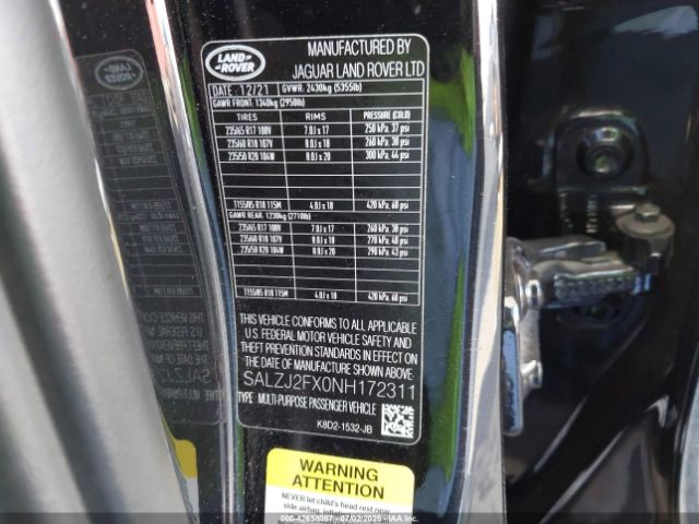 2022 LAND ROVER RANGE ROVER EVOQUE SALZJ2FX0NH172311 Photo 8