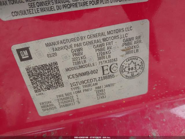 2020 GMC SIERRA 1500 1GTU9CED7LZ198855 Photo 8