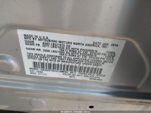 2014 MITSUBISHI OUTLANDER SPORT 4A4AR3AU8EE021128 Photo 8