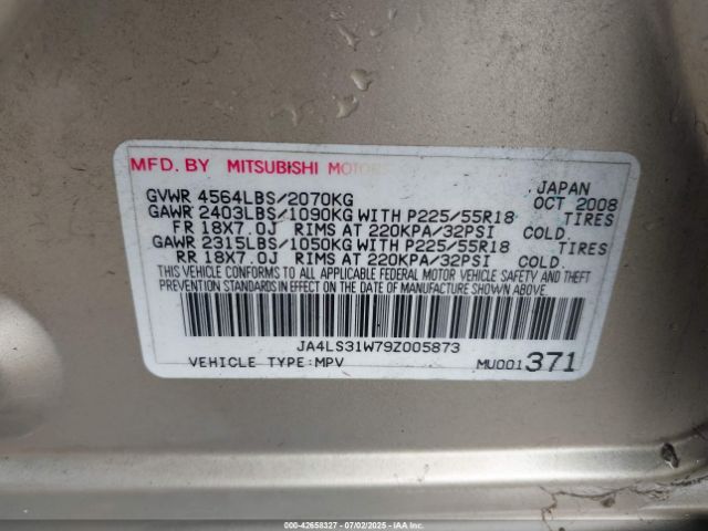2009 MITSUBISHI OUTLANDER JA4LS31W79Z005873 Photo 8