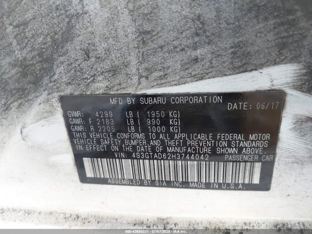 Subaru na 2017 4S3GTAD62H3744042 Image 9