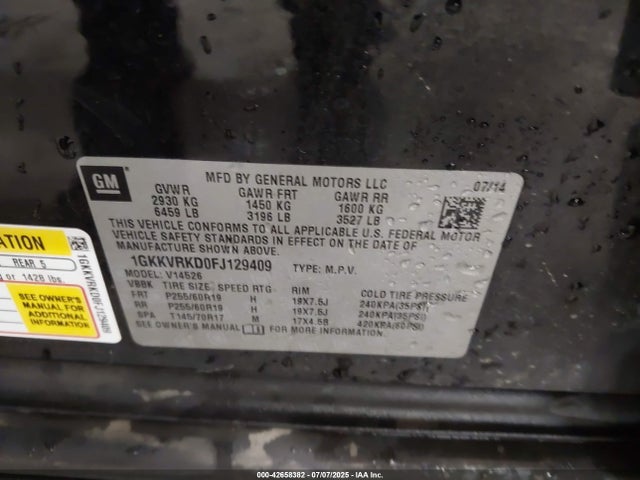GMC llt 2015 1GKKVRKD0FJ129409 Image 9
