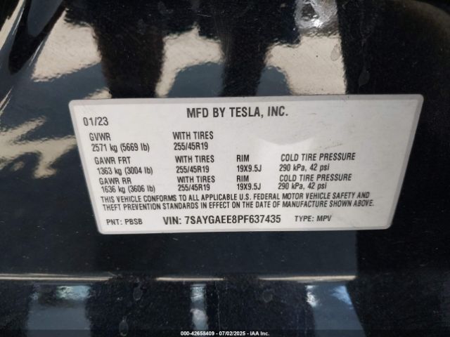 2023 TESLA MODEL Y 7SAYGAEE8PF637435 Photo 8