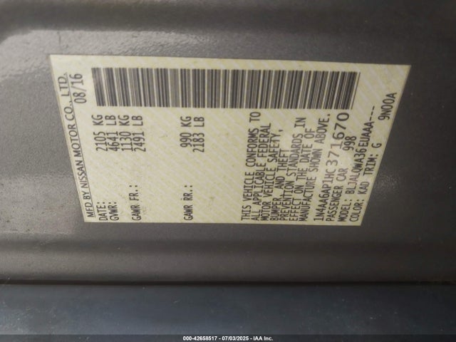 Nissan Maxima 2017 1N4AA6AP1HC371670 Image 9