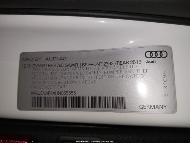 2017 AUDI A4 WAUENAF4XHN055655 Photo 8