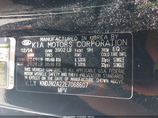 KIA dohc gdi gamma 2014 KNDJN2A22E7068607 Image 9