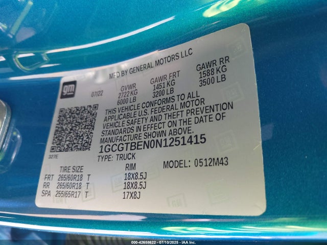 1GCGTBEN0N1251415 Chevrolet lgz