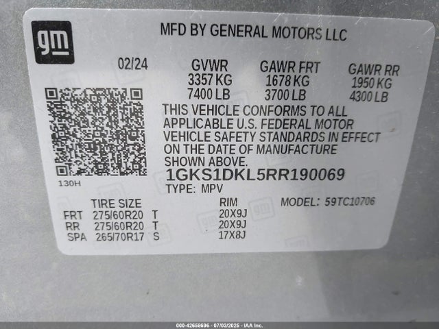 1GKS1DKL5RR190069 GMC l87