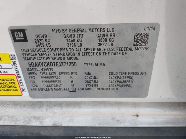 2014 BUICK ENCLAVE 5GAKVCKD7EJ271250 Photo 8
