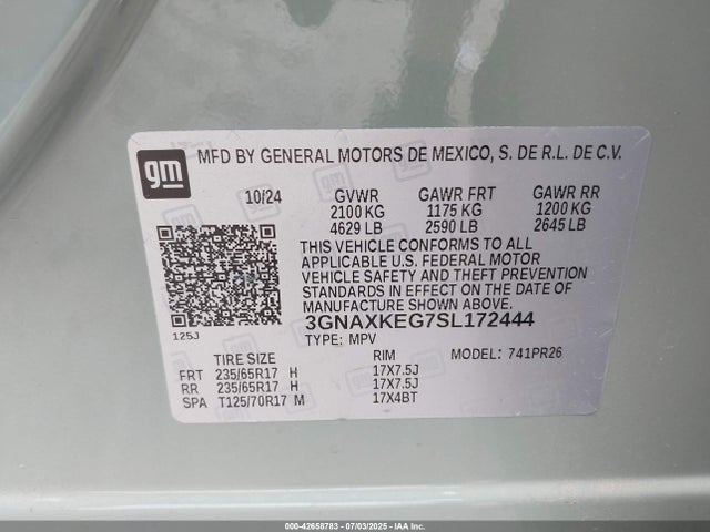 3GNAXKEG7SL172444 Chevrolet lsd
