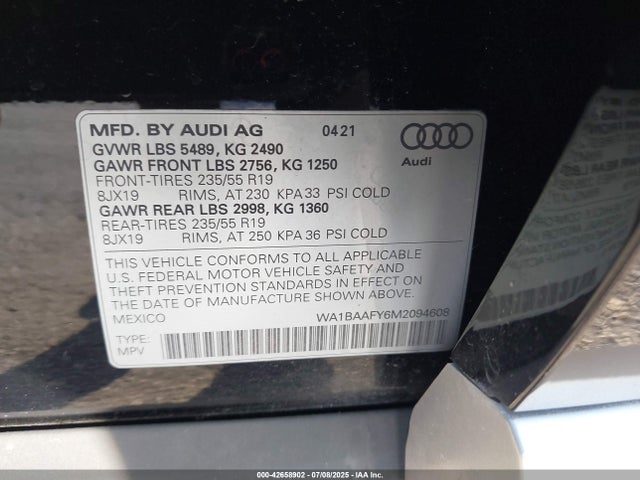 2021 AUDI Q5 WA1BAAFY6M2094608 Photo 8