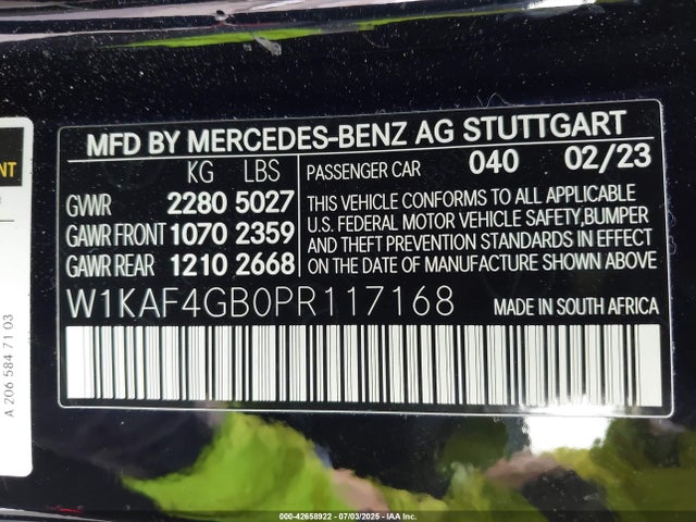 W1KAF4GB0PR117168 Mercedes-Benz m254