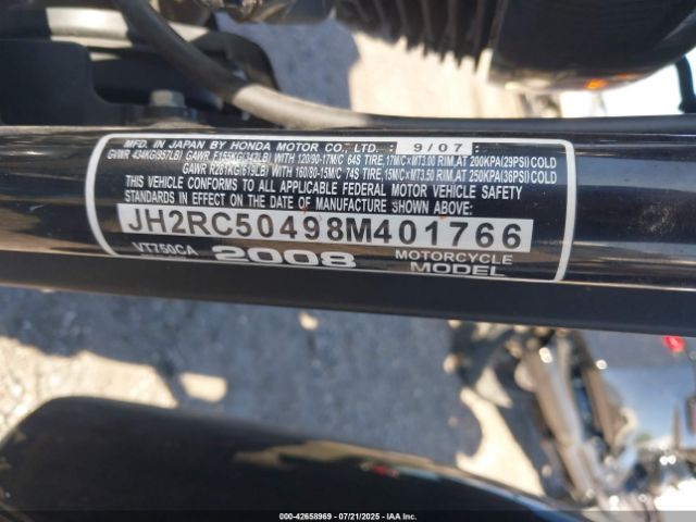 2008 HONDA VT750 JH2RC50498M401766 Photo 9