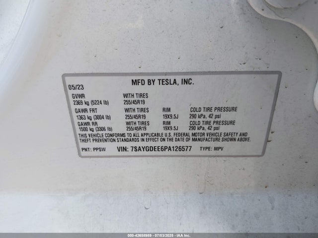 2023 TESLA MODEL Y 7SAYGDEE6PA126577 Photo 8