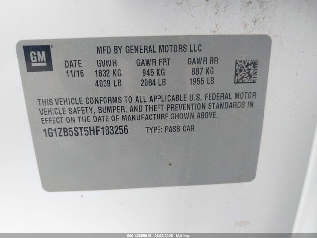 1G1ZB5ST5HF183256 Chevrolet lfv - di: direct injection, vvt: variable valve timing, gen 1