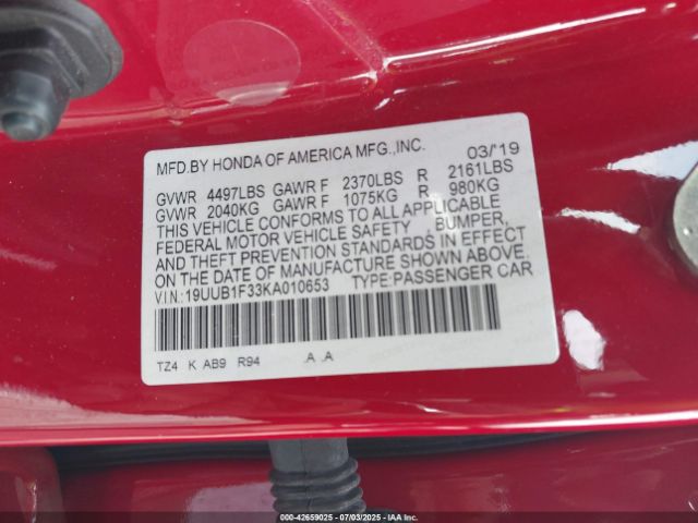 2019 ACURA TLX 19UUB1F33KA010653 Photo 8
