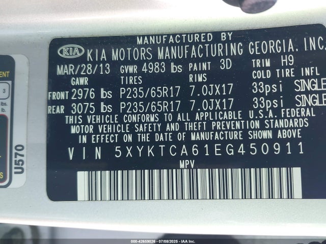 5XYKTCA61EG450911 KIA dohc t-gdi theta-ii