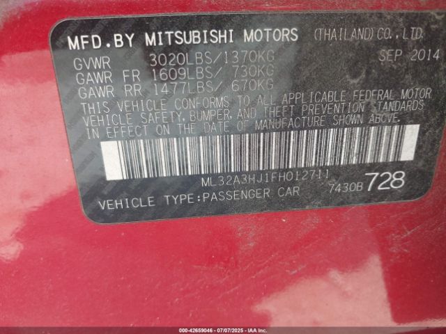 2015 MITSUBISHI MIRAGE ML32A3HJ1FH012711 Photo 8