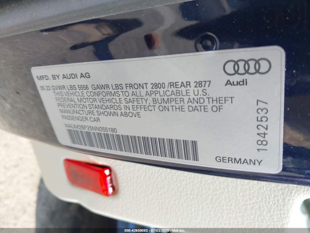 2022 AUDI A6 WAUM2BF25NN055180 Photo 8
