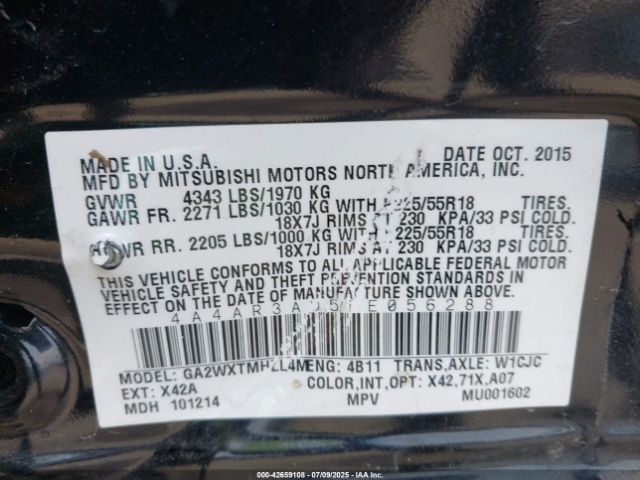 2015 MITSUBISHI OUTLANDER SPORT 4A4AR3AU5FE056288 Photo 8