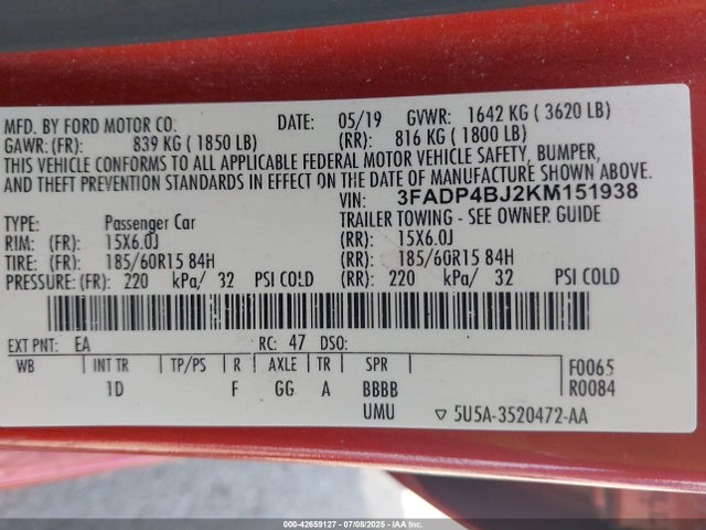 Ford 2019 2019 3FADP4BJ2KM151938 Image 9