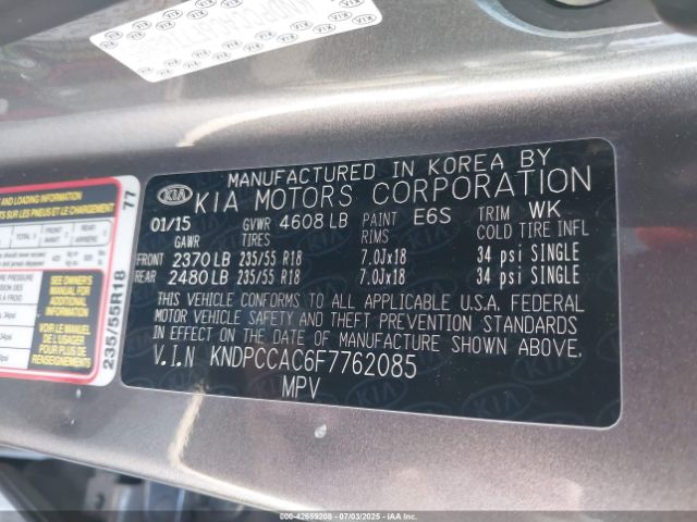 KNDPCCAC6F7762085 KIA dohc gdi theta ii