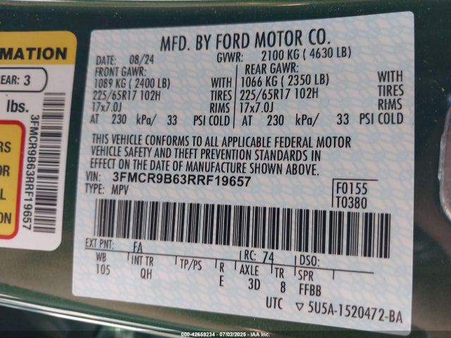 Ford dragon 2024 3FMCR9B63RRF19657 Image 9