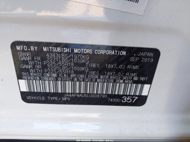 2020 MITSUBISHI OUTLANDER SPORT JA4AP4AU5LU008790 Photo 8