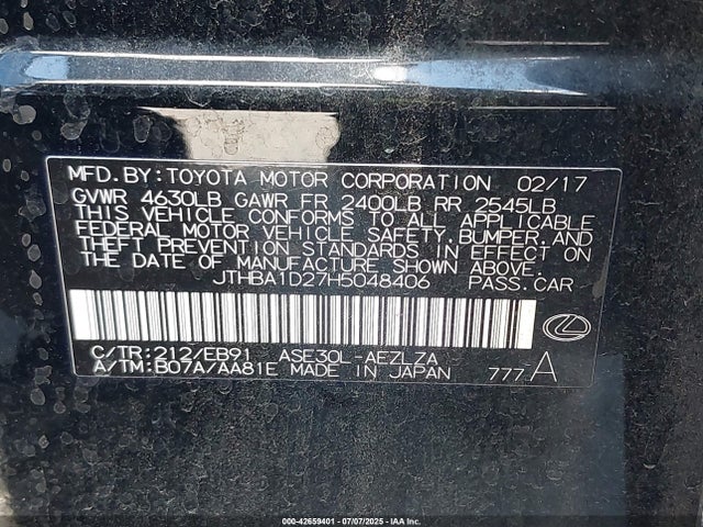 Lexus 8ar-fts 2017 JTHBA1D27H5048406 Image 9
