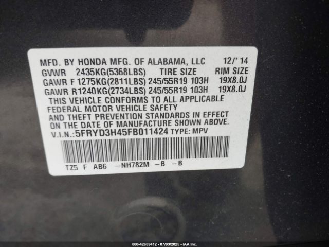 2015 ACURA MDX 5FRYD3H45FB011424 Photo 8