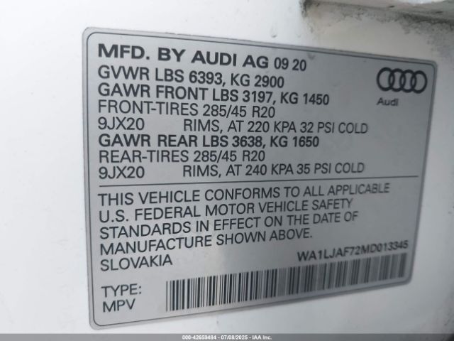 2021 AUDI Q7 WA1LJAF72MD013345 Photo 8