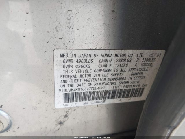 2007 ACURA RL JH4KB16617C004862 Photo 8