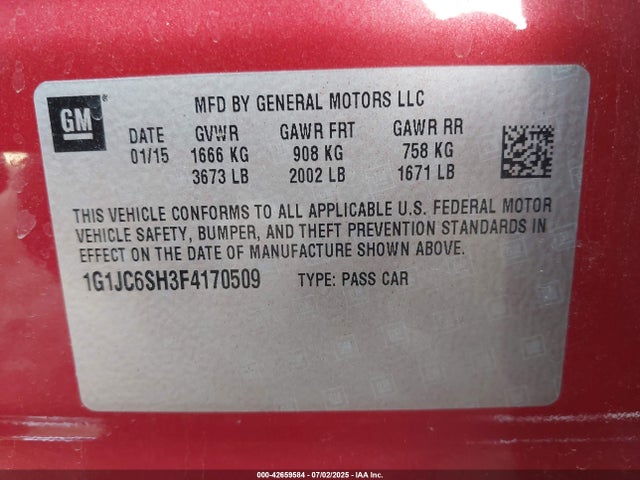 1G1JC6SH3F4170509 Chevrolet luw