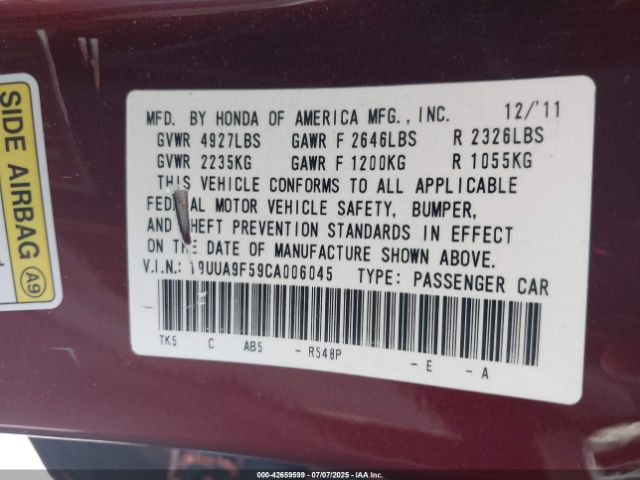 2012 ACURA TL 19UUA9F59CA006045 Photo 8