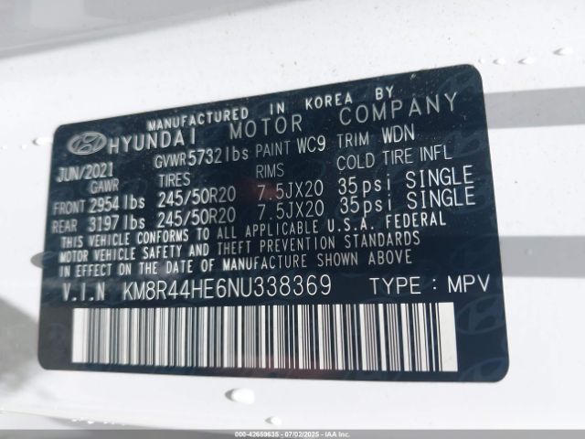 2022 HYUNDAI PALISADE KM8R44HE6NU338369 Photo 8