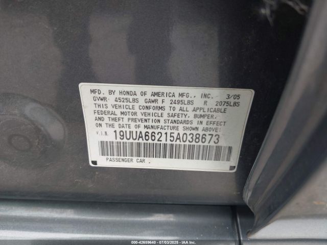 2005 ACURA TL 19UUA66215A038673 Photo 8